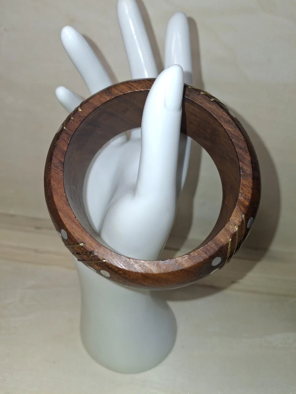Wooden Brown Inlay Cuff Bracelet